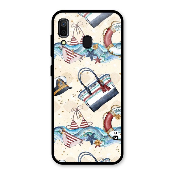 Marine Bag Design Glass Back Case for Galaxy A30