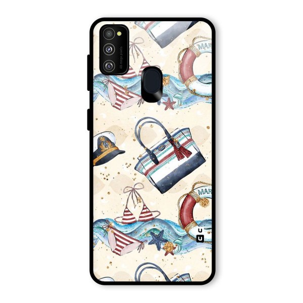 Marine Bag Design Glass Back Case for Galaxy M21