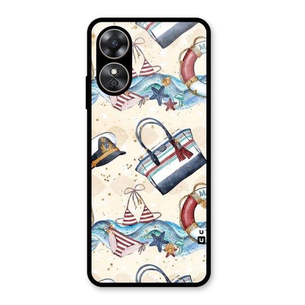 Marine Bag Design Glass Back Case for Oppo A17