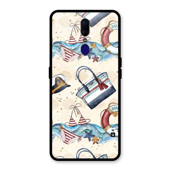 Marine Bag Design Glass Back Case for Oppo F11