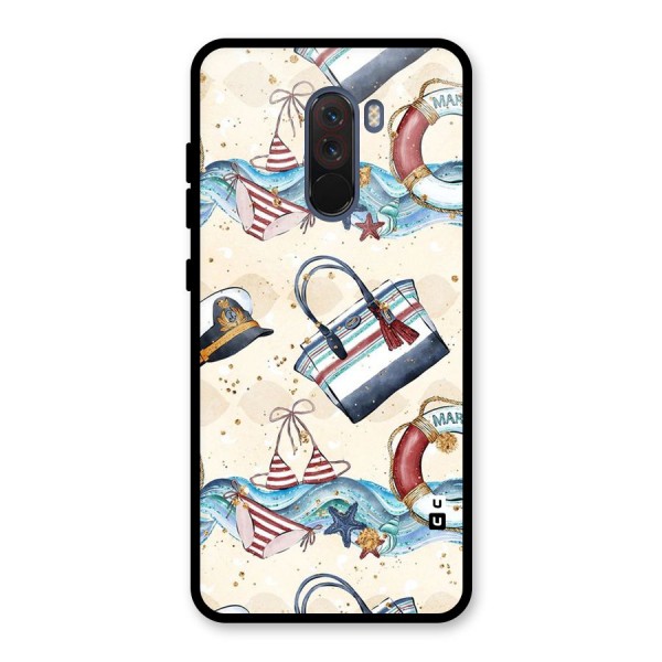 Marine Bag Design Glass Back Case for Poco F1