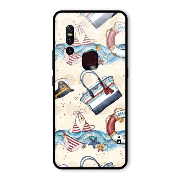 Marine Bag Design Glass Back Case for Vivo V15