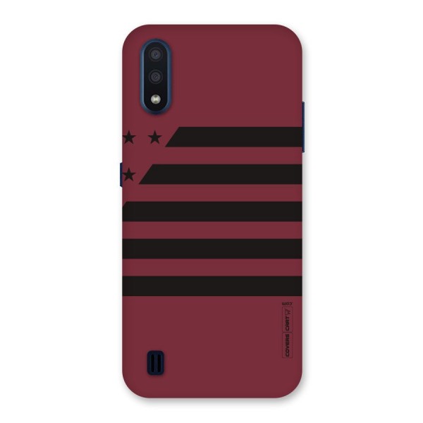 Maroon Star Striped Back Case for Galaxy M01