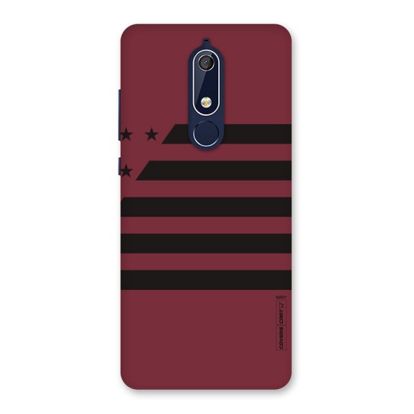 Maroon Star Striped Back Case for Nokia 5.1