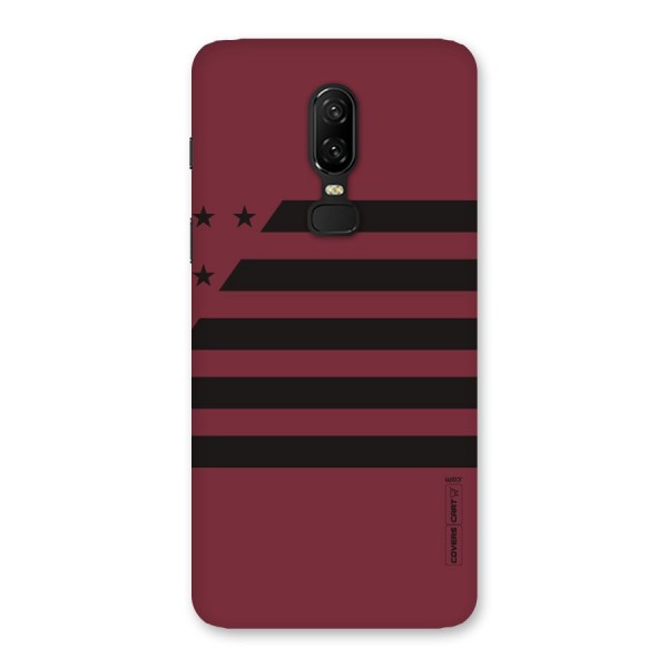 Maroon Star Striped Back Case for OnePlus 6