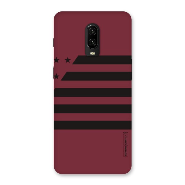 Maroon Star Striped Back Case for OnePlus 6T