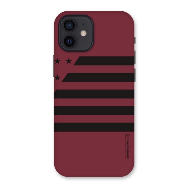 Maroon Star Striped Back Case for iPhone 12