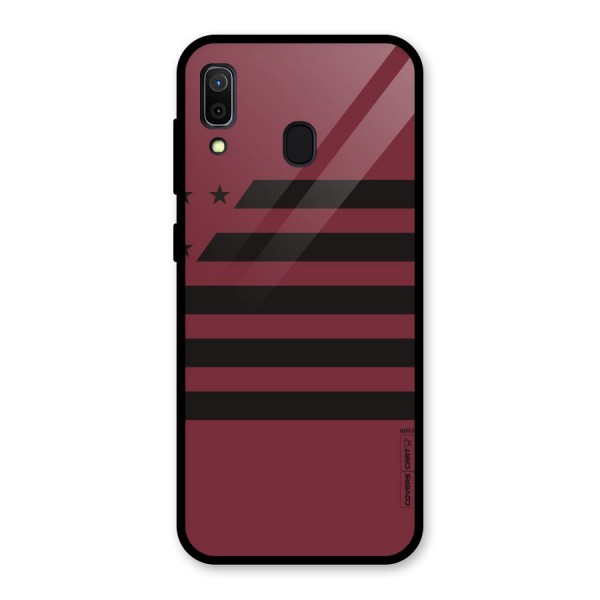 Maroon Star Striped Glass Back Case for Galaxy A30