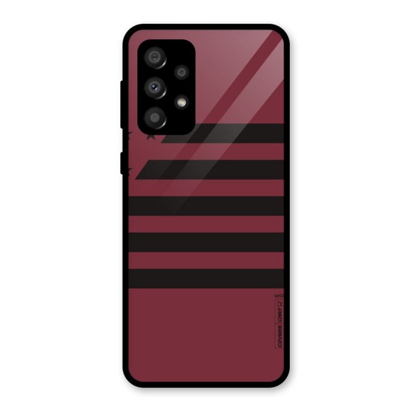 Maroon Star Striped Glass Back Case for Galaxy A32