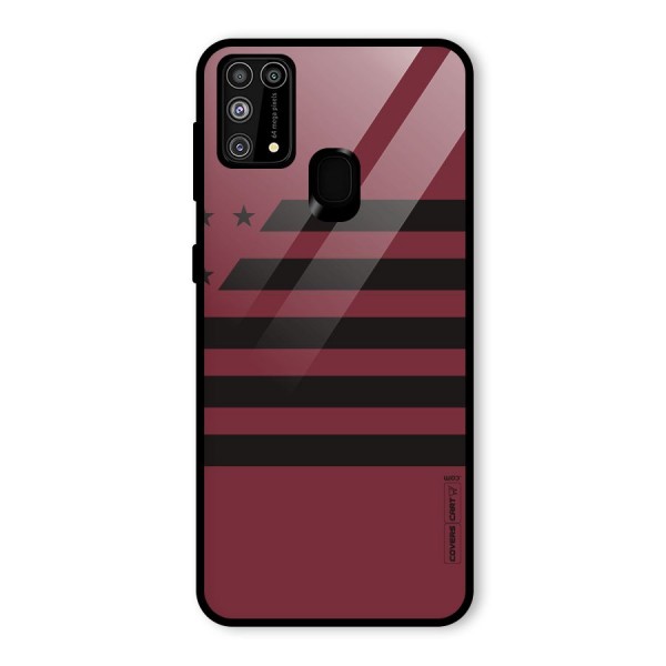 Maroon Star Striped Glass Back Case for Galaxy M31