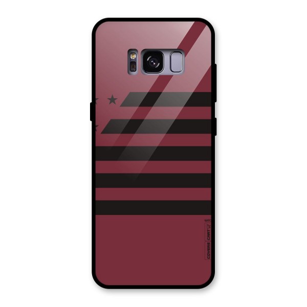 Maroon Star Striped Glass Back Case for Galaxy S8