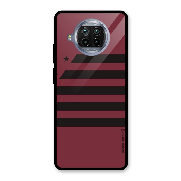 Maroon Star Striped Glass Back Case for Mi 10i