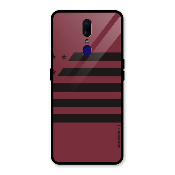 Maroon Star Striped Glass Back Case for Oppo F11