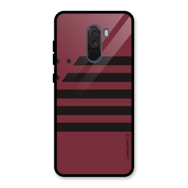 Maroon Star Striped Glass Back Case for Poco F1