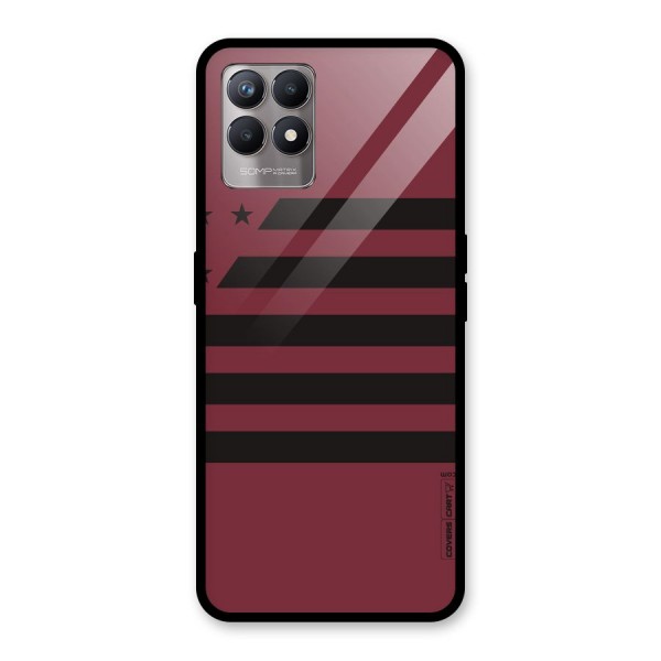 Maroon Star Striped Glass Back Case for Realme 8i