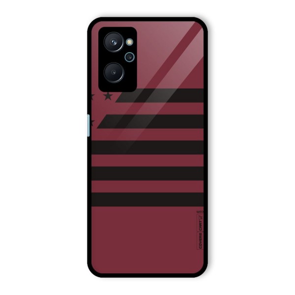 Maroon Star Striped Glass Back Case for Realme 9i