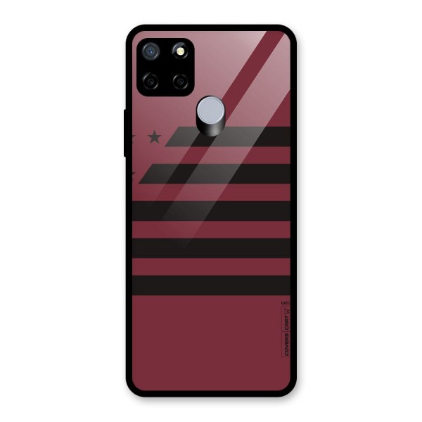 Maroon Star Striped Glass Back Case for Realme C15