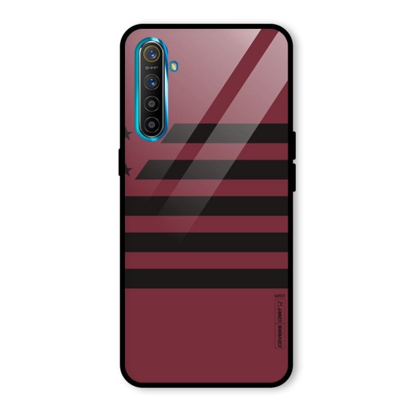 Maroon Star Striped Glass Back Case for Realme XT