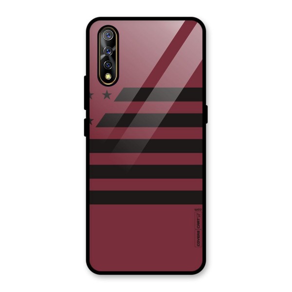 Maroon Star Striped Glass Back Case for Vivo S1