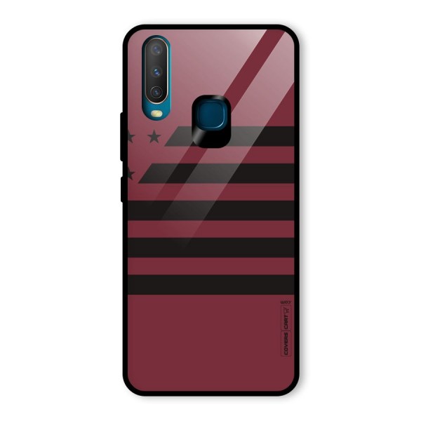 Maroon Star Striped Glass Back Case for Vivo Y15