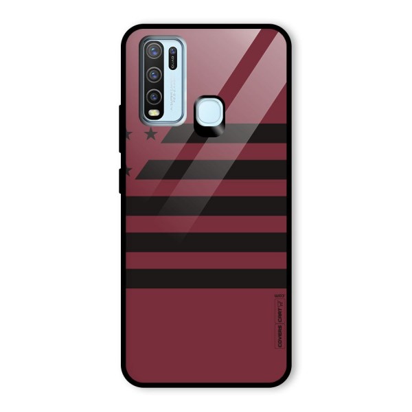 Maroon Star Striped Glass Back Case for Vivo Y50