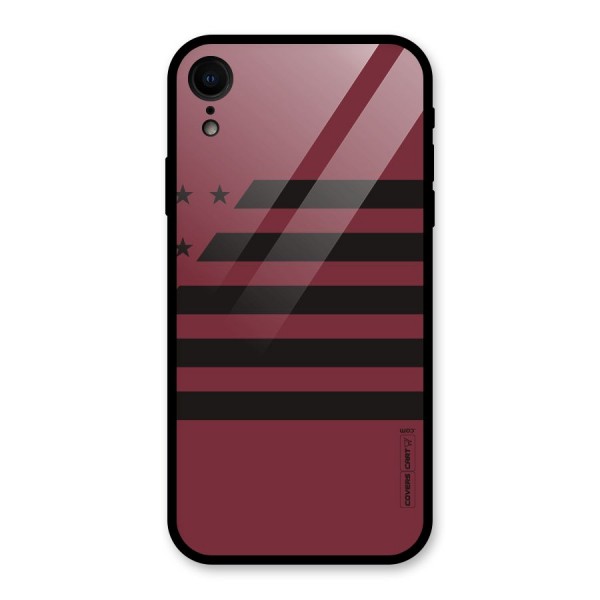 Maroon Star Striped Glass Back Case for XR