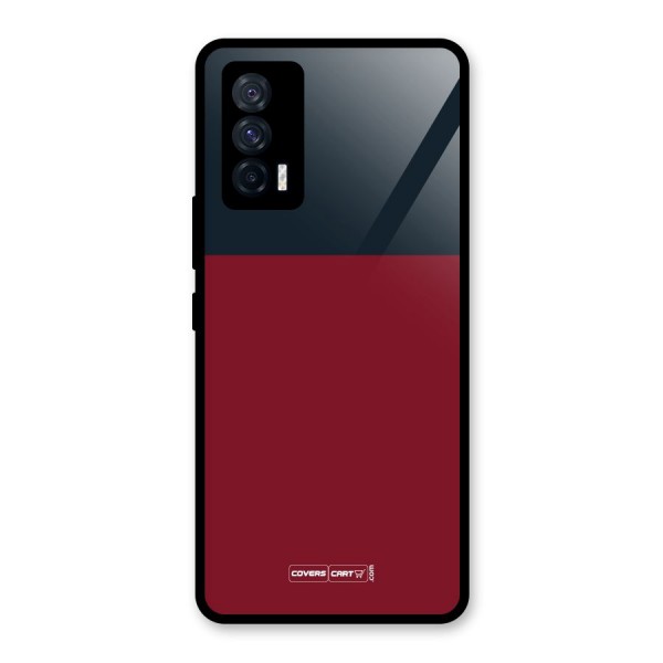 Maroon and Navy Blue Glass Back Case for Vivo iQOO 7 5G