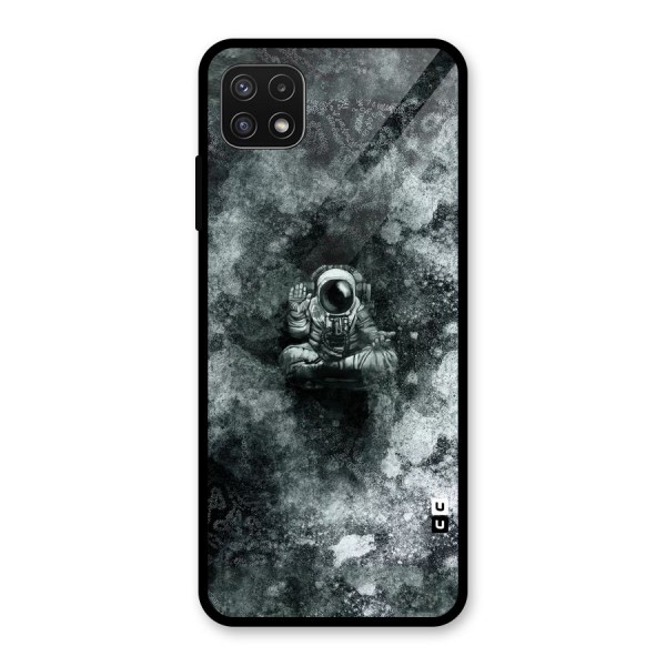 Meditating Spaceman Glass Back Case for Galaxy A22 5G