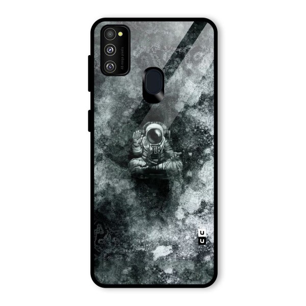 Meditating Spaceman Glass Back Case for Galaxy M21