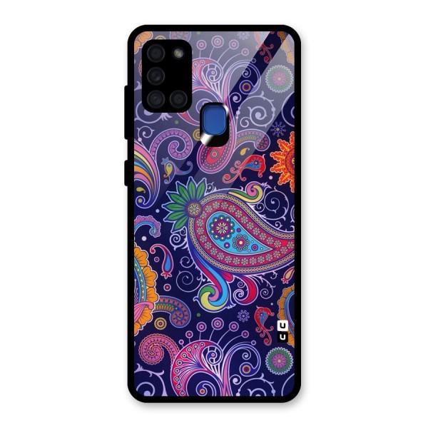 Mehendi Pattern Glass Back Case for Galaxy A21s