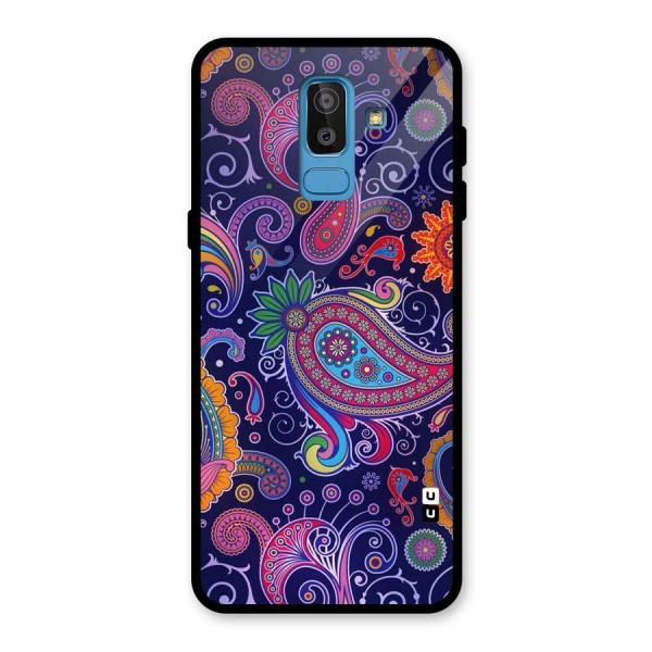 Mehendi Pattern Glass Back Case for Galaxy J8