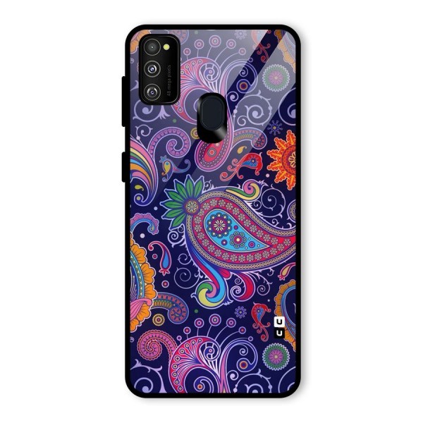 Mehendi Pattern Glass Back Case for Galaxy M21