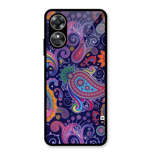 Mehendi Pattern Glass Back Case for Oppo A17