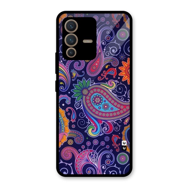 Mehendi Pattern Glass Back Case for Vivo V23 5G