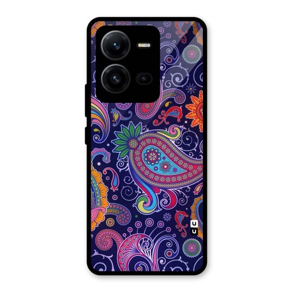 Mehendi Pattern Glass Back Case for Vivo V25