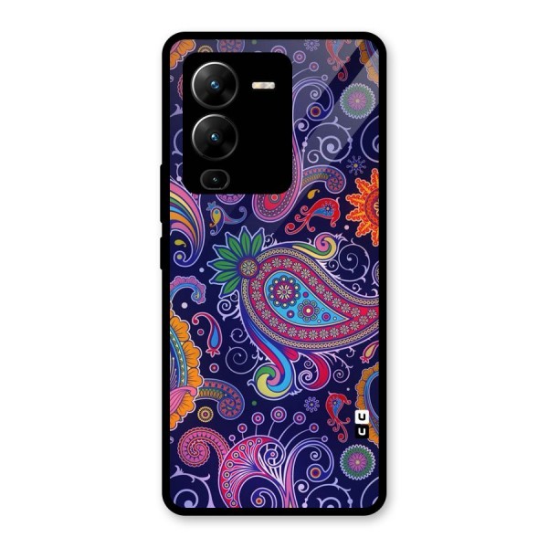 Mehendi Pattern Glass Back Case for Vivo V25 Pro