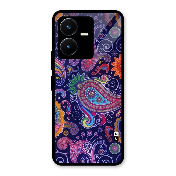 Mehendi Pattern Glass Back Case for Vivo Y22