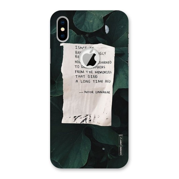 Memories Back Case for iPhone XS Logo Cut