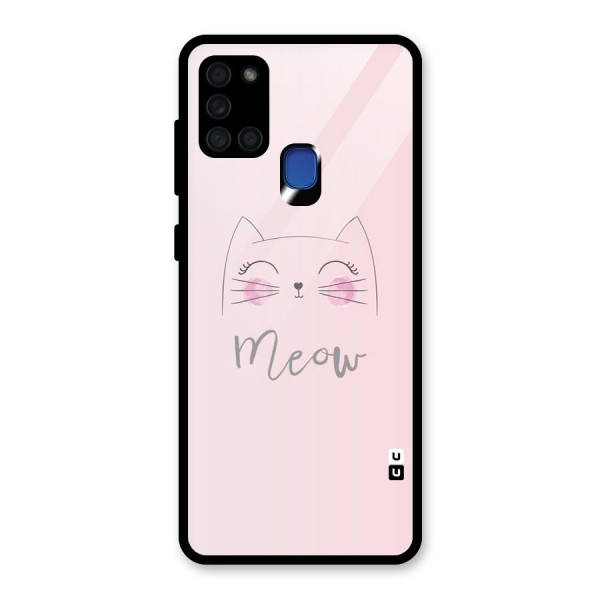 Meow Pink Glass Back Case for Galaxy A21s