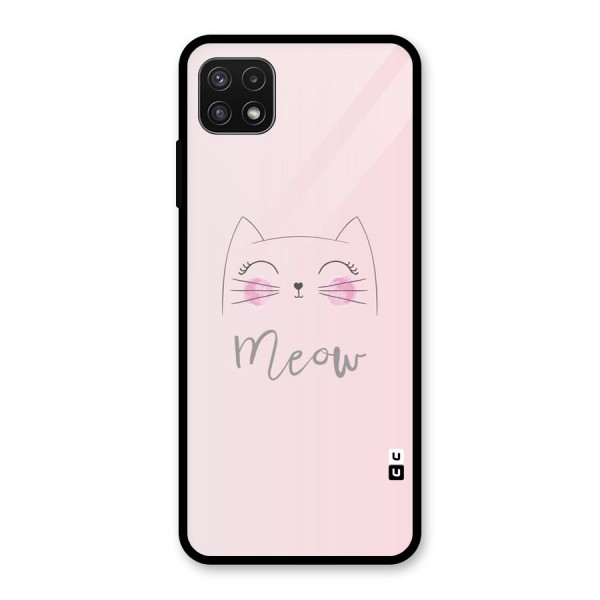 Meow Pink Glass Back Case for Galaxy A22 5G