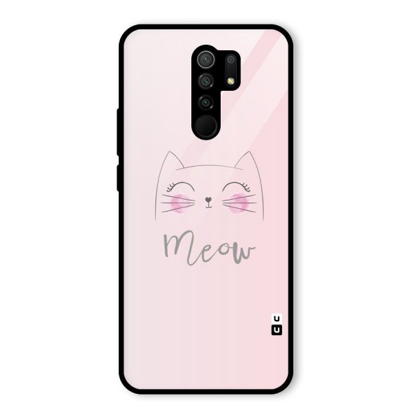 Meow Pink Glass Back Case for Redmi 9 Prime