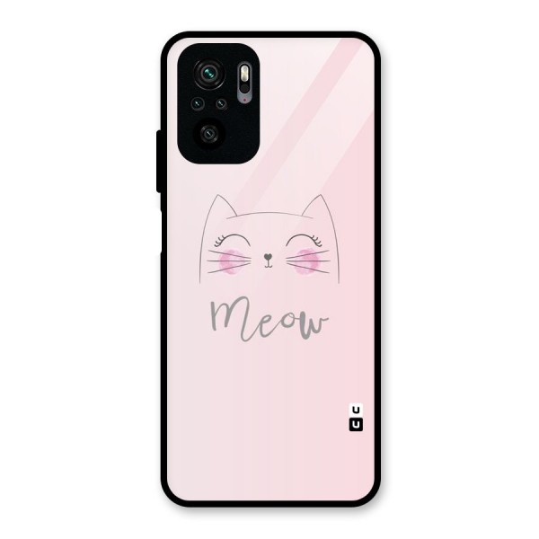 Meow Pink Glass Back Case for Redmi Note 10