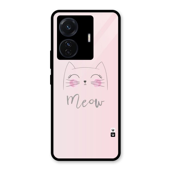 Meow Pink Glass Back Case for Vivo T1 Pro