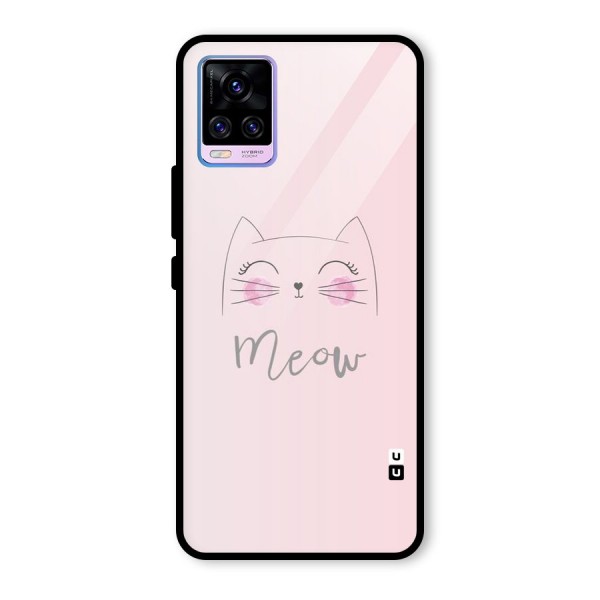 Meow Pink Glass Back Case for Vivo V20 Pro