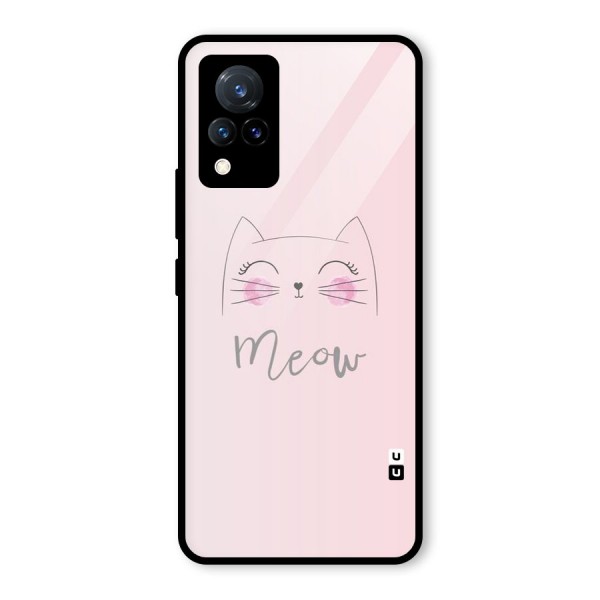 Meow Pink Glass Back Case for Vivo V21 5G