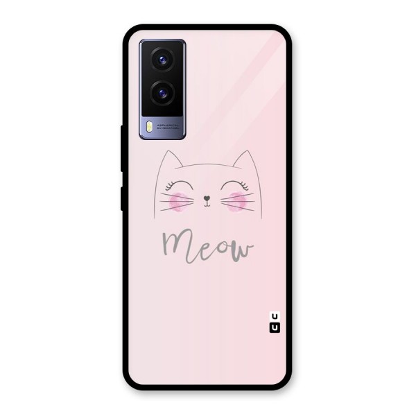 Meow Pink Glass Back Case for Vivo V21e 5G