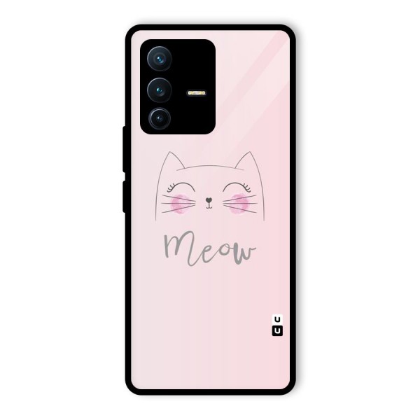 Meow Pink Glass Back Case for Vivo V23 Pro