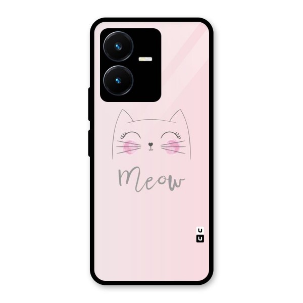 Meow Pink Glass Back Case for Vivo Y22