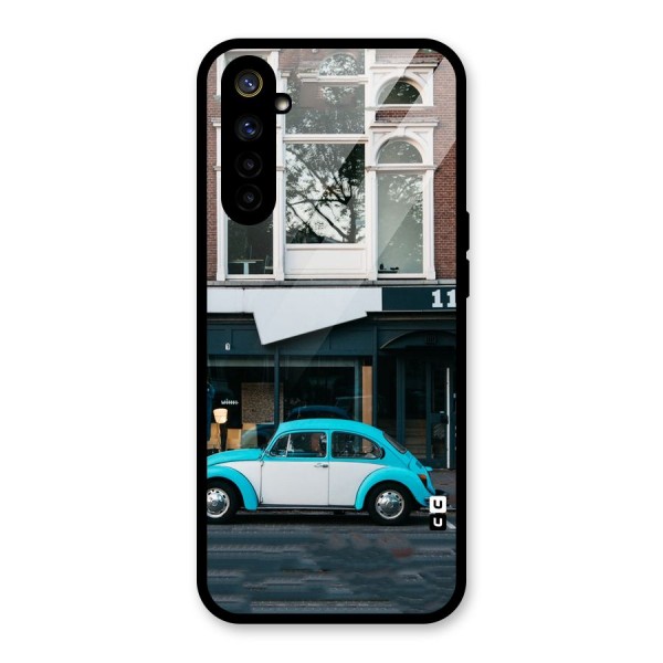 Mini Blue Car Glass Back Case for Realme 6