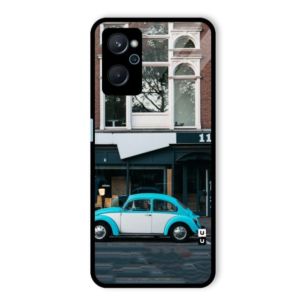 Mini Blue Car Glass Back Case for Realme 9i